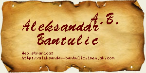 Aleksandar Bantulić vizit kartica